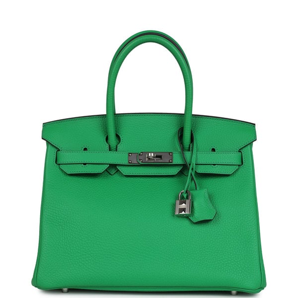 Hermes Pre-owned Hermes Birkin 30 Bambou Clemence Palladium Hardware