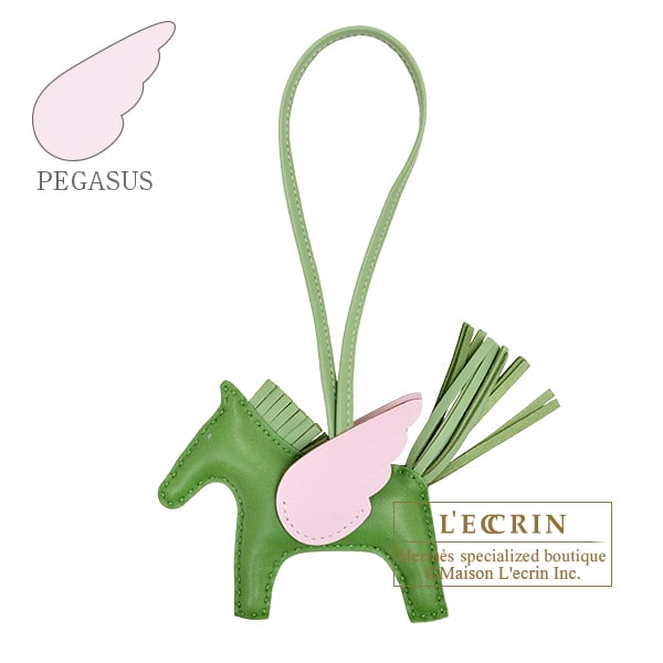 Hermes Rodeo charm Pegasus PM Vert yucca/Vert criquet/Mauve pale Agneau/Swift leather