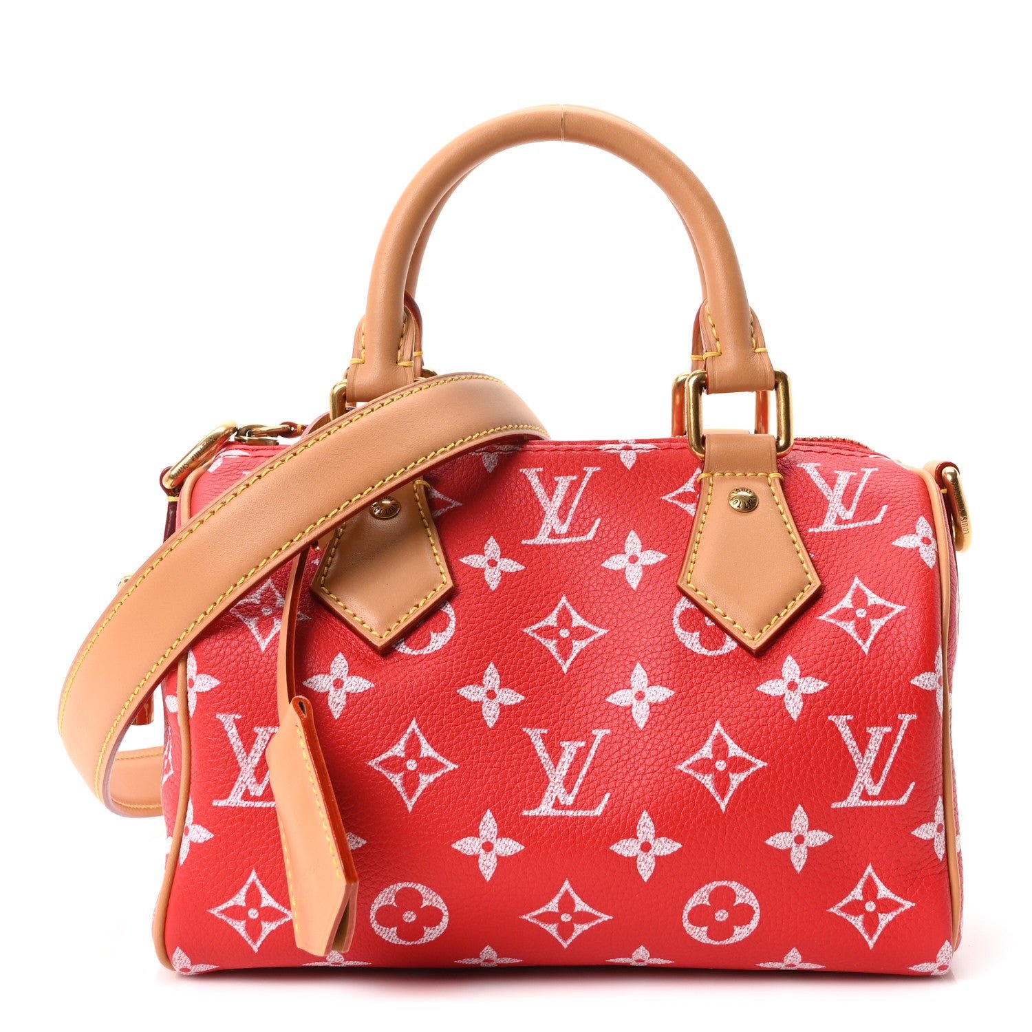Louis Vuitton Calfskin Monogram Speedy P9 Bandouliere 20 Red