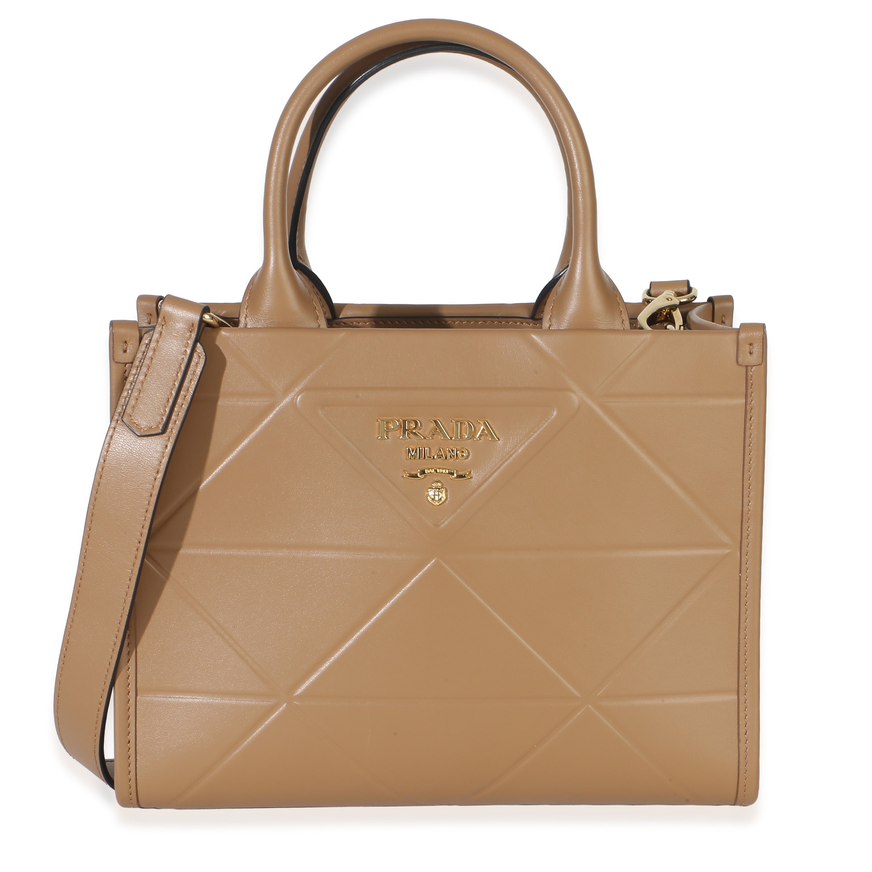Dark Beige Soft Calfskin Triangolo Symbole Mini Tote