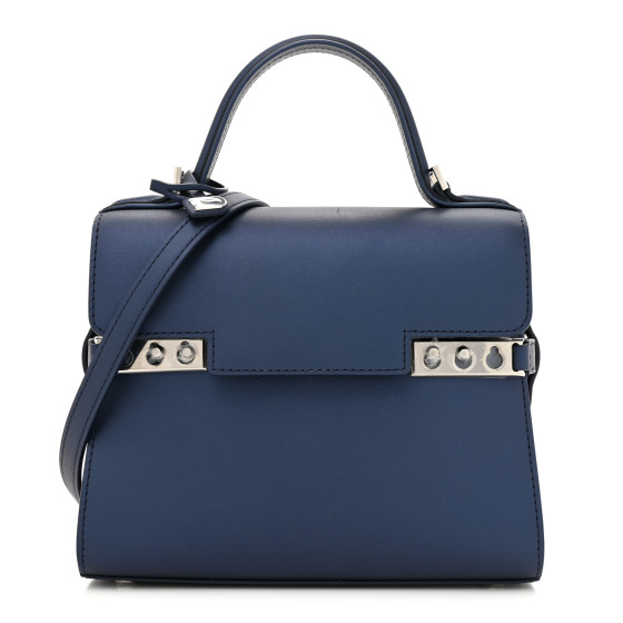 Delvaux Box Small Tempete Satchel Satin Navy