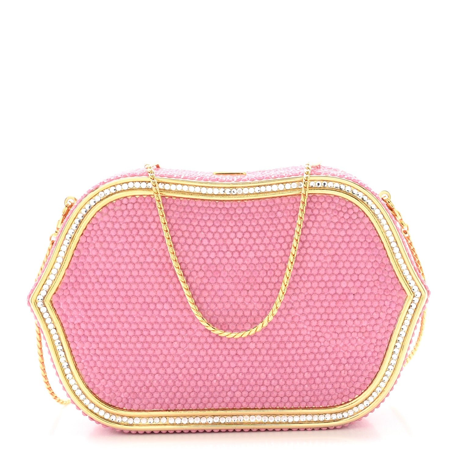 Judith Leiber Swarovski Crystal Minaudière Clutch Pink