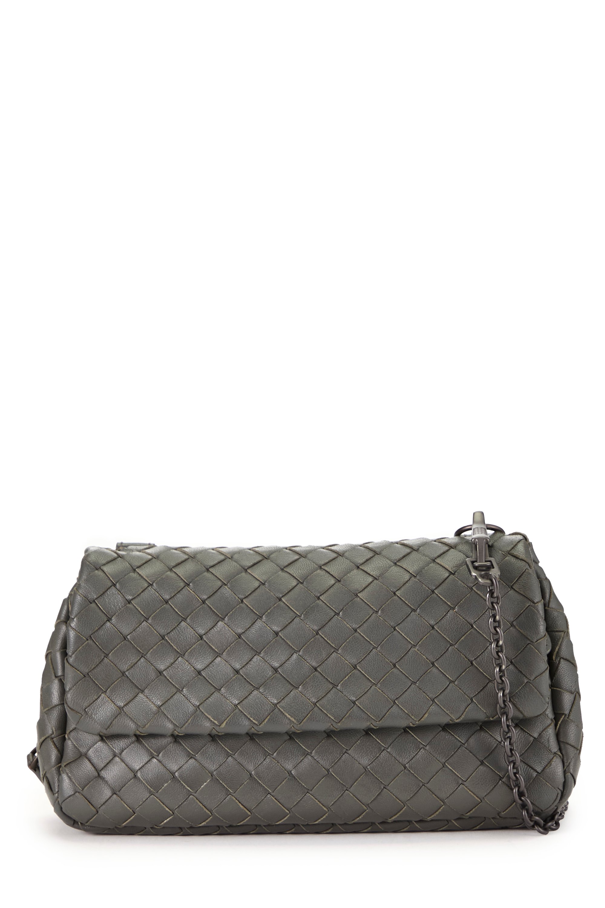 Bottega Veneta Grey Intrecciato Leather Crossbody Small