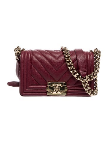 Small Caviar Chevron Boy Bag