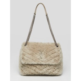 Yves Saint Laurent Grey Shearling Medium Niki Bag