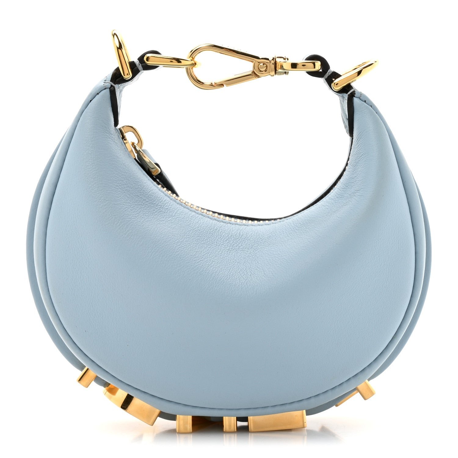 Fendi Vitello Grace Matte Nano Fendigraphy Hobo Charm Azzurro Baby