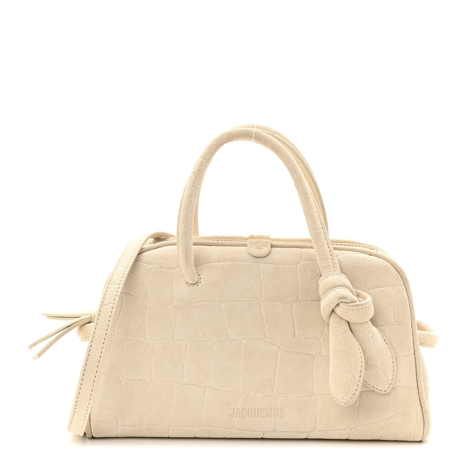 Jacquemus Jacquemus Suede Crocodile Embossed Le Petit Turismo Ivory