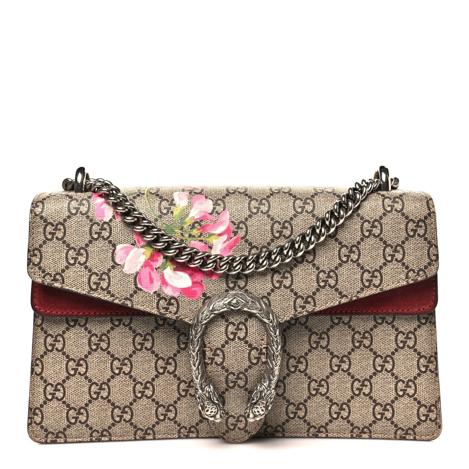 Gucci GG Supreme Monogram Blooms Small Dionysus Shoulder Bag Beige Multicolor Dry Rose