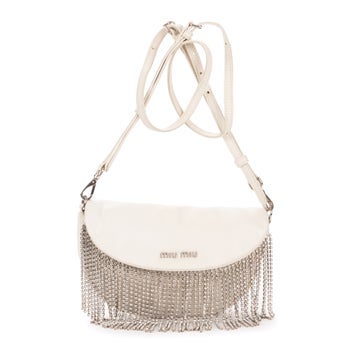 Leather Crystal Fringed Crossbody