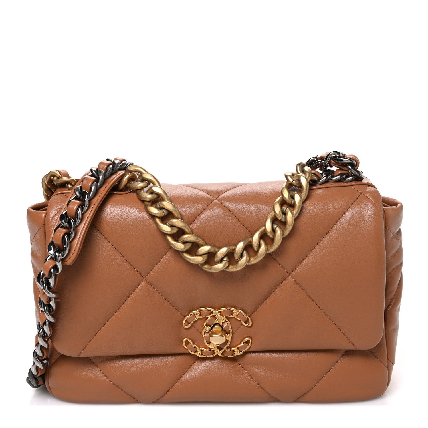 Chanel Lambskin Quilted Medium Chanel 19 Flap Brown