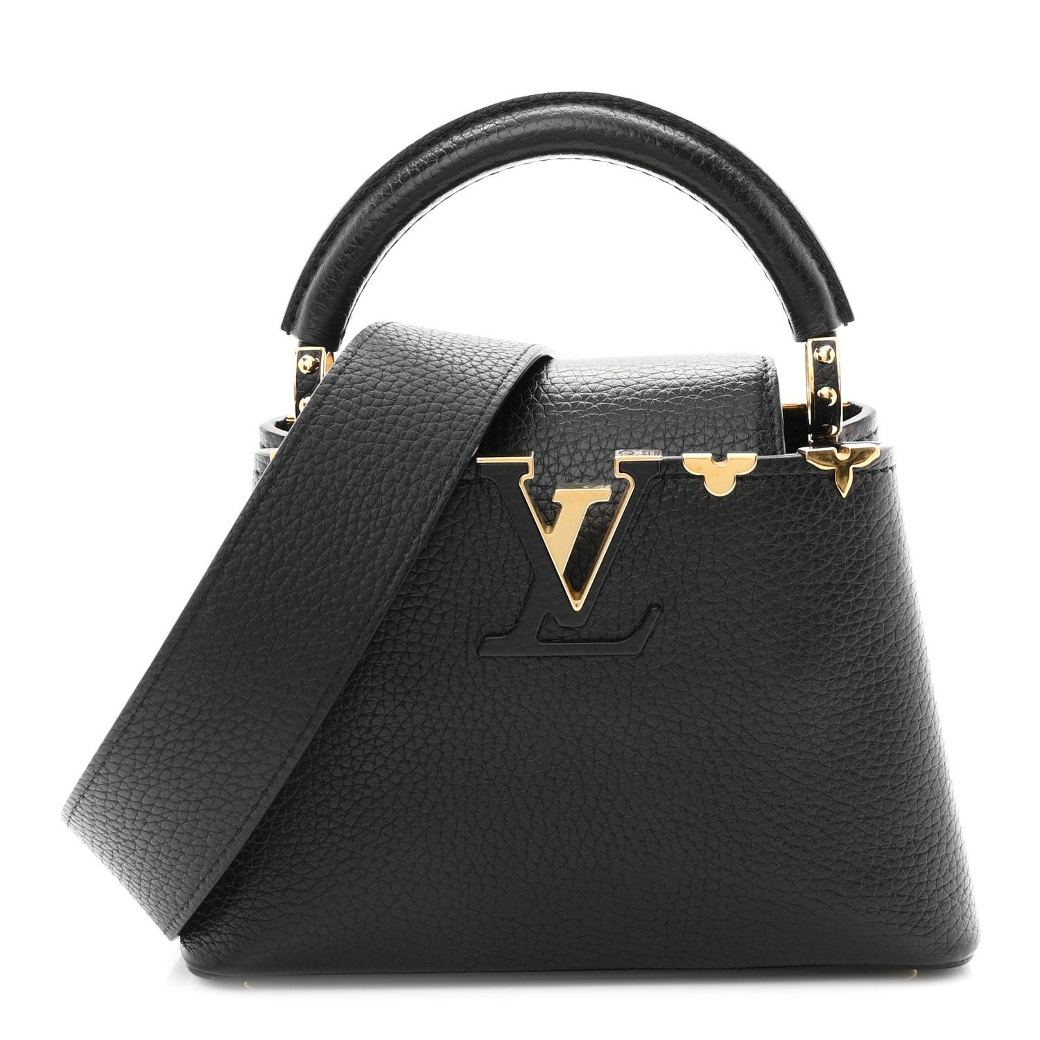 Louis Vuitton Taurillon Embellished Flower Crown Capucines Mini Black