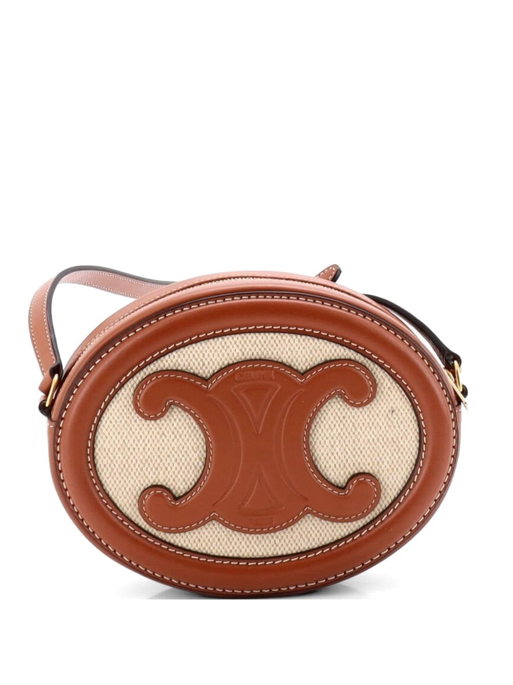 Triomphe Oval Canvas and Leather crossbody bag