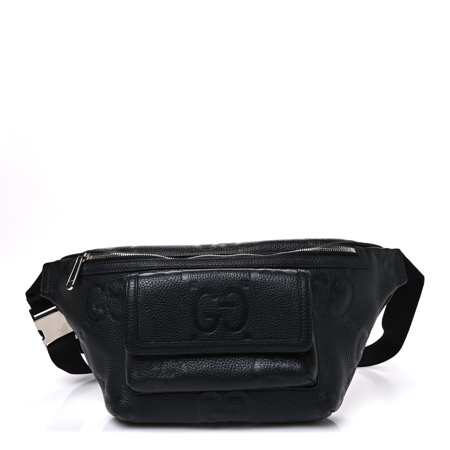 Gucci Calfskin GG Tennis Embossed Pocket Belt Bag Black