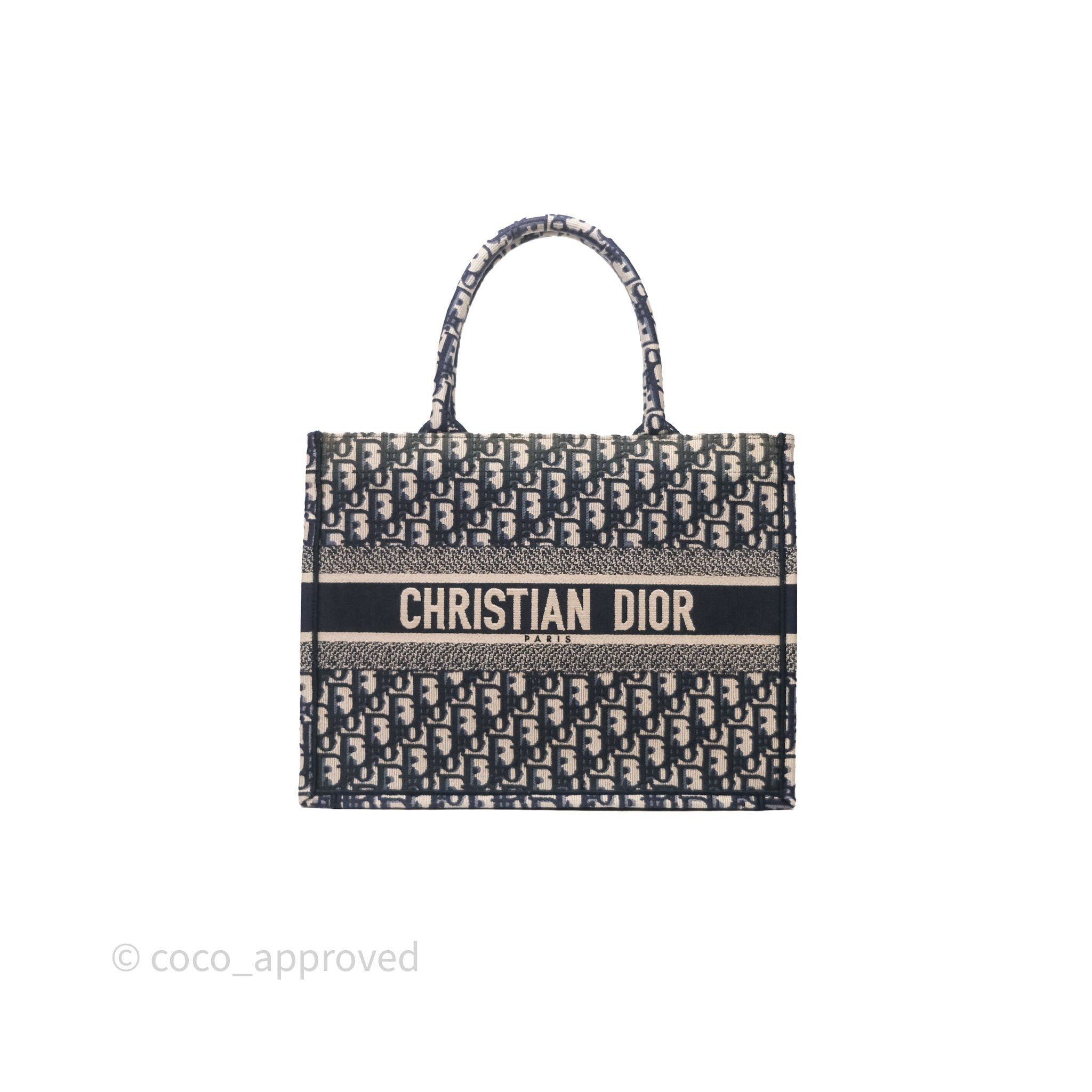 Christian Dior Medium (Old Small) Dior Oblique Embroidery Canvas Book Tote
