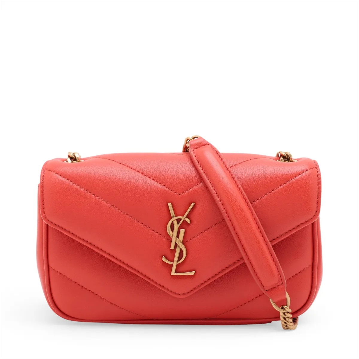 Saint Laurent Paris Lulu TOY 821749 Leather Chain Shoulder Bag Red