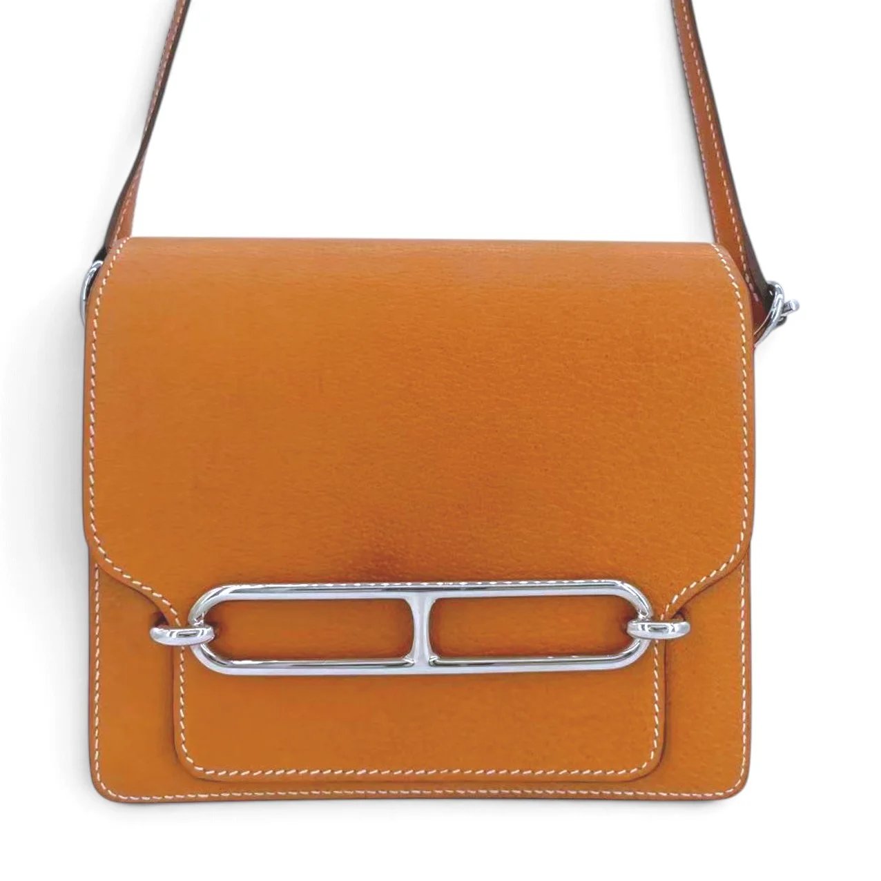 Very Good ( Rank A) HERMÈS Roulis Mini Toffee (1H) Peau Porc Palladium hardware U (2022)