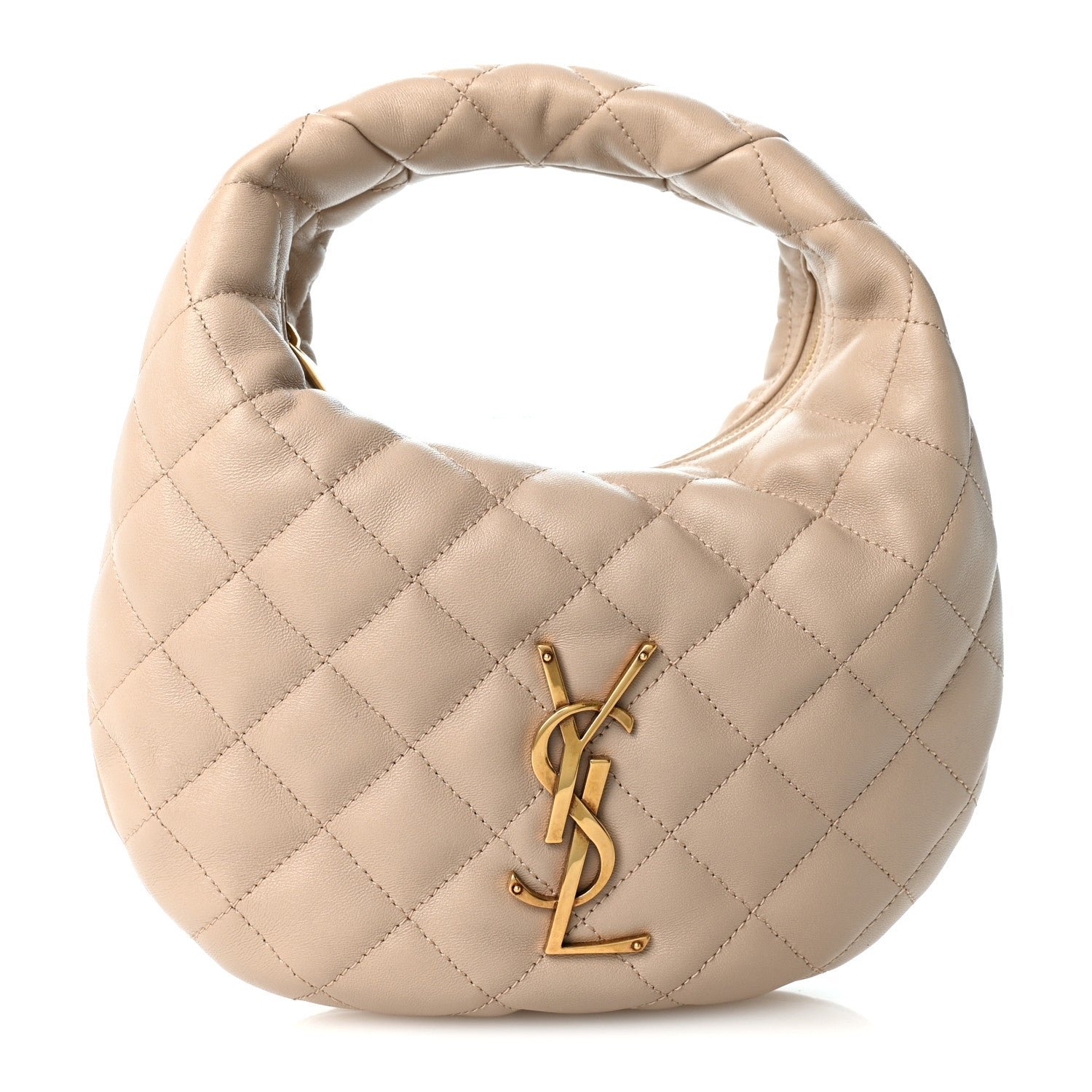 Saint Laurent Lambskin Quilted Icarino Bag Dark Beige