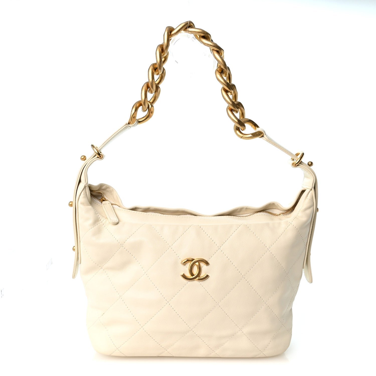 Chanel Calfskin Quilted Daily Hobo White