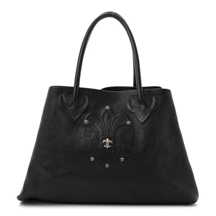 Chrome Hearts Grained Calfskin Fleur De Lis Tote Black