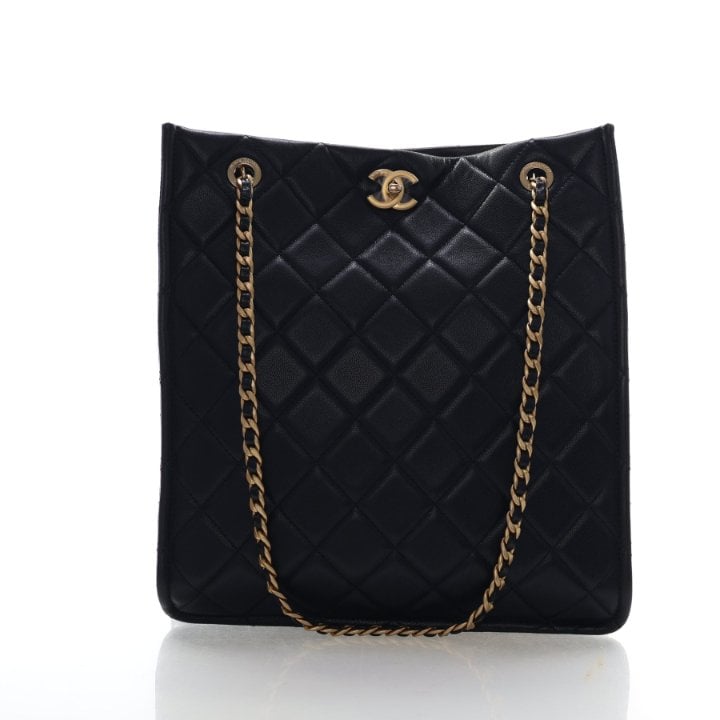 Chanel Large Caviar Quilted Sweet Vertical Shopping Tote
