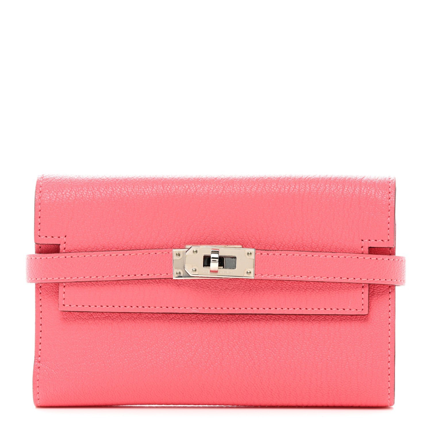 Hermes Chevre Mysore Kelly Medium Wallet Rose Lipstick