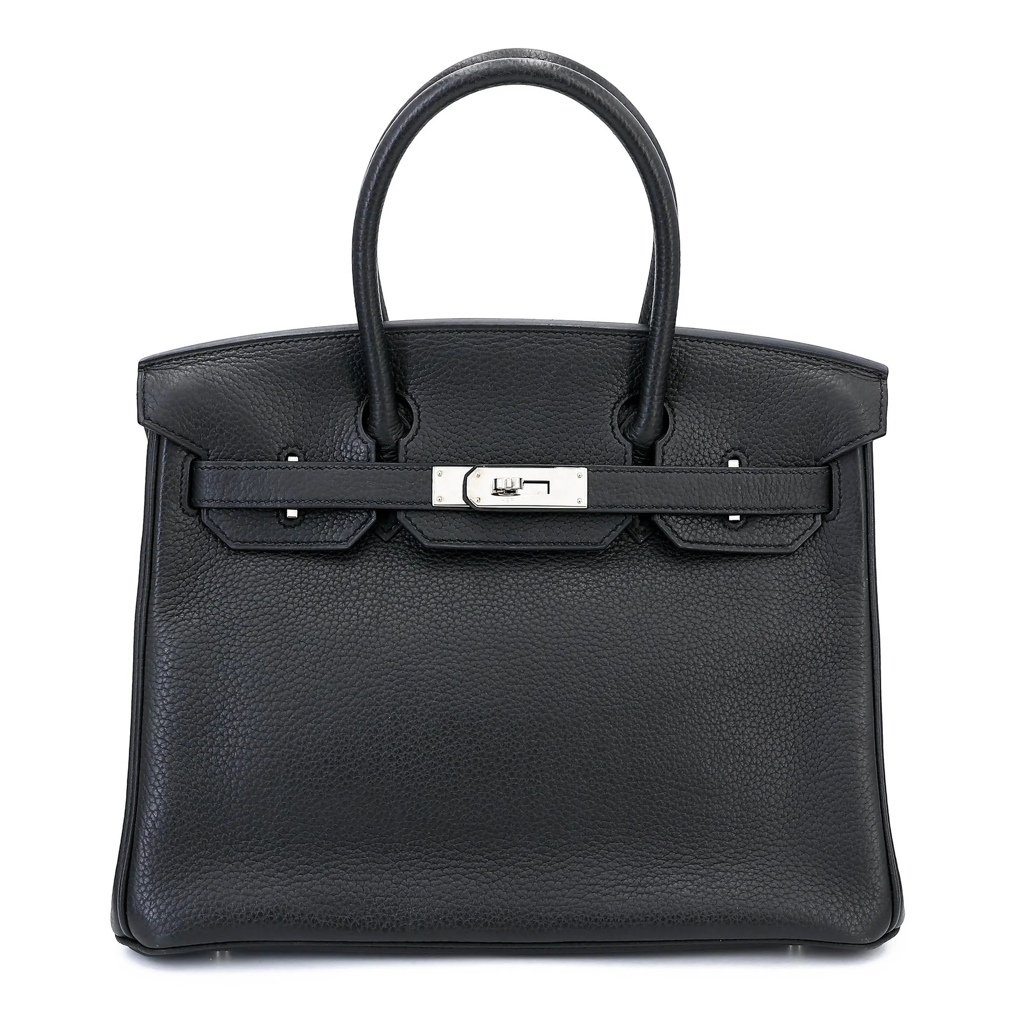 Very Good ( Rank A) HERMÈS Birkin 30 Plomb (8P) Clemence Palladium hardware Square R (2014)