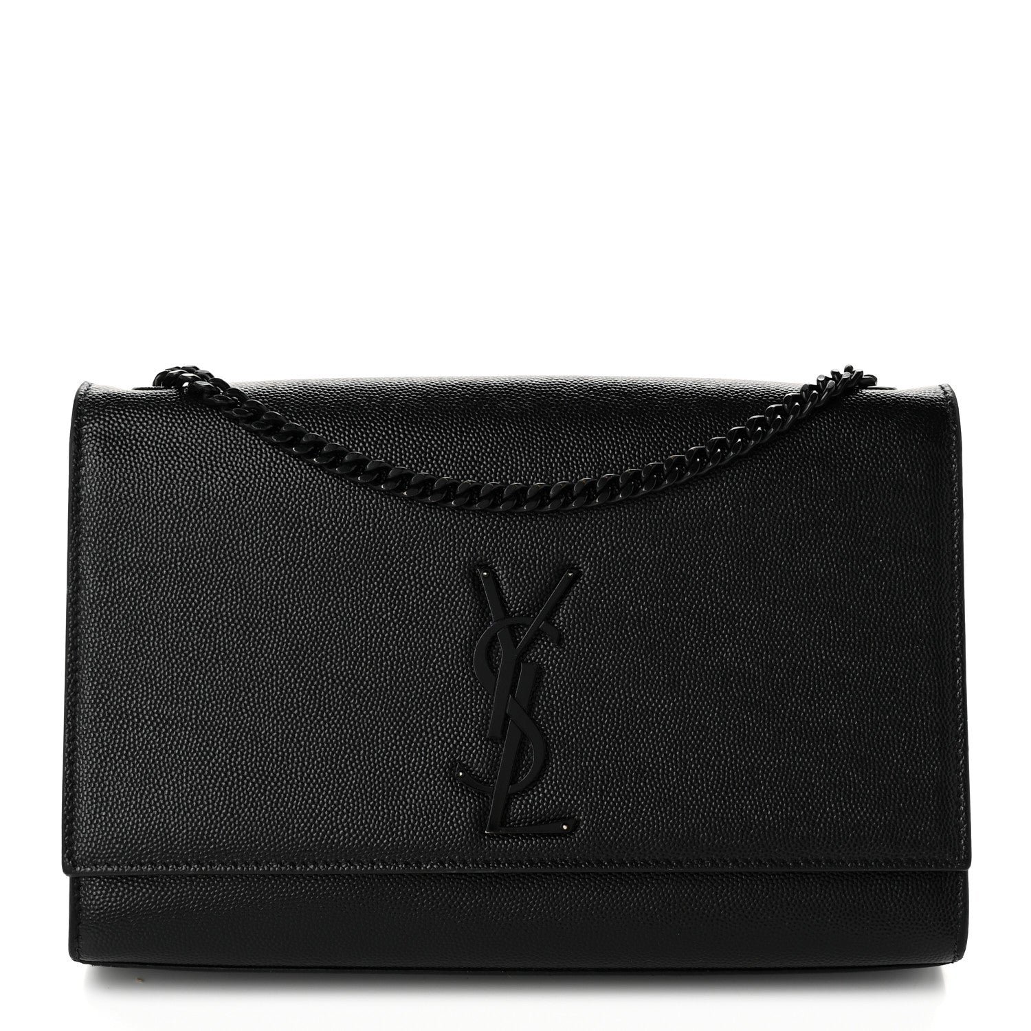 Saint Laurent Grain De Poudre Medium Monogram Monochrome Kate Satchel Black