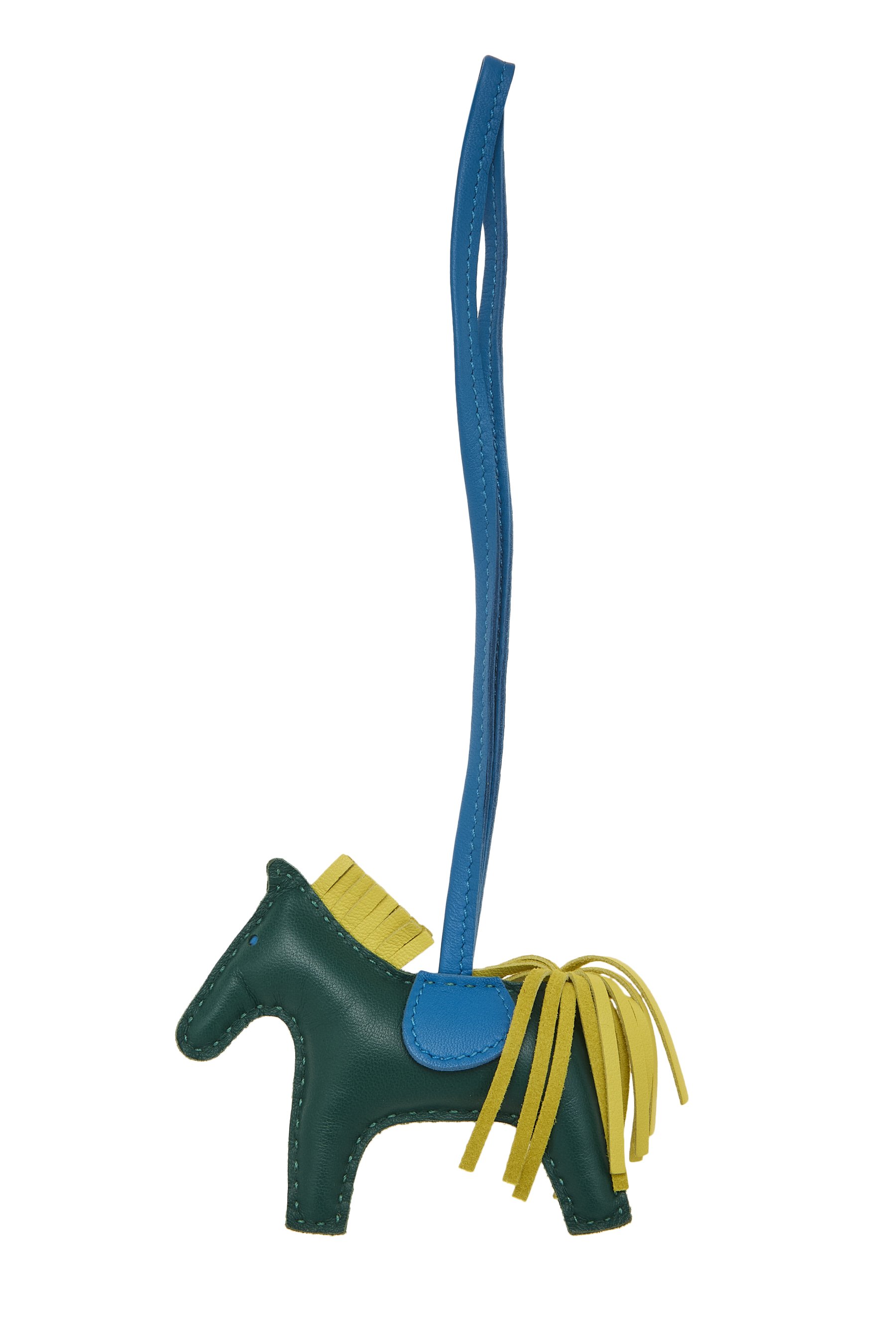 Hermès Malachite, Blue Zanzibar, Lime Milo Leather Rodeo Bag Charm PM