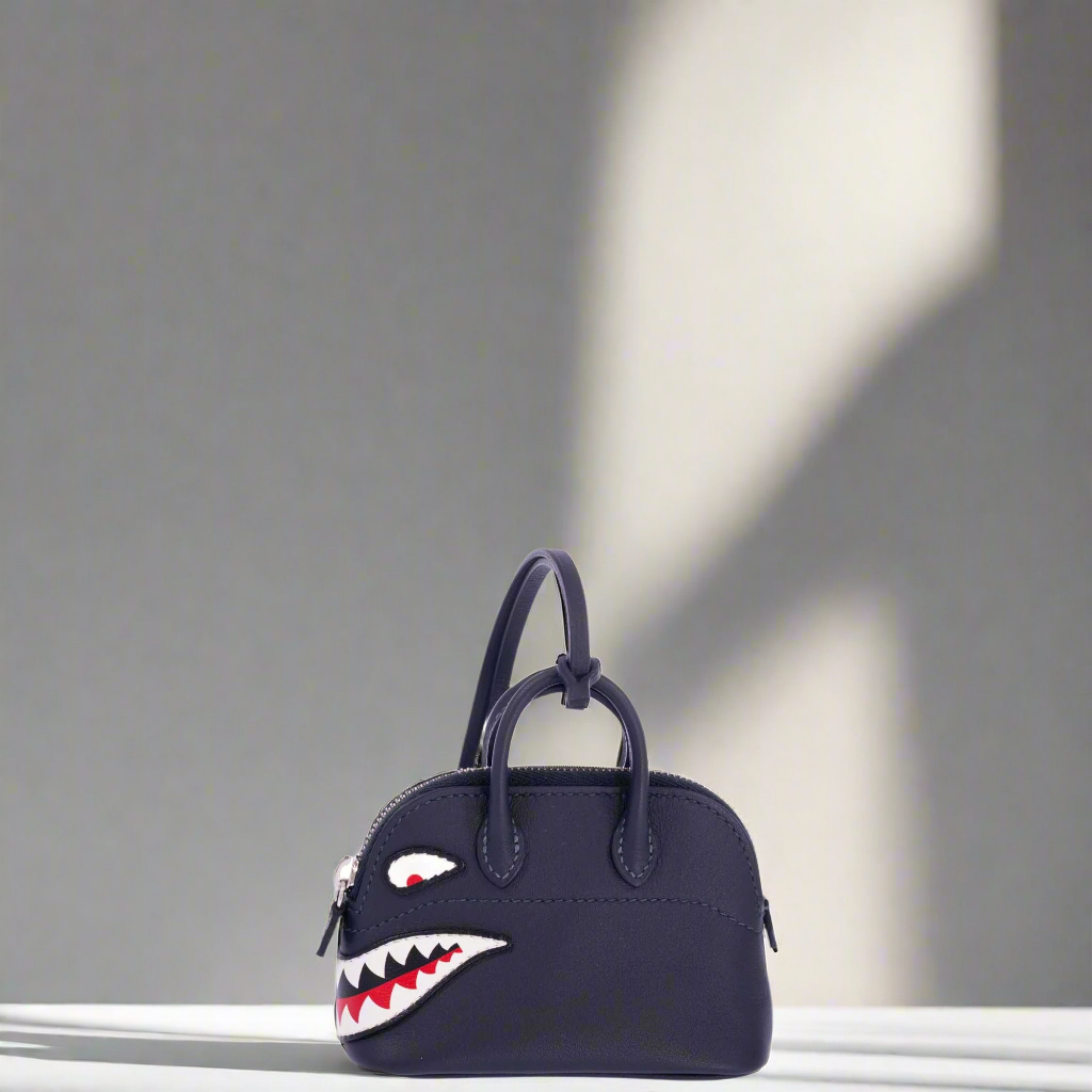 Hermes Hermès Mini Bolide Shark Charm Black Swift Palladium Hardware
