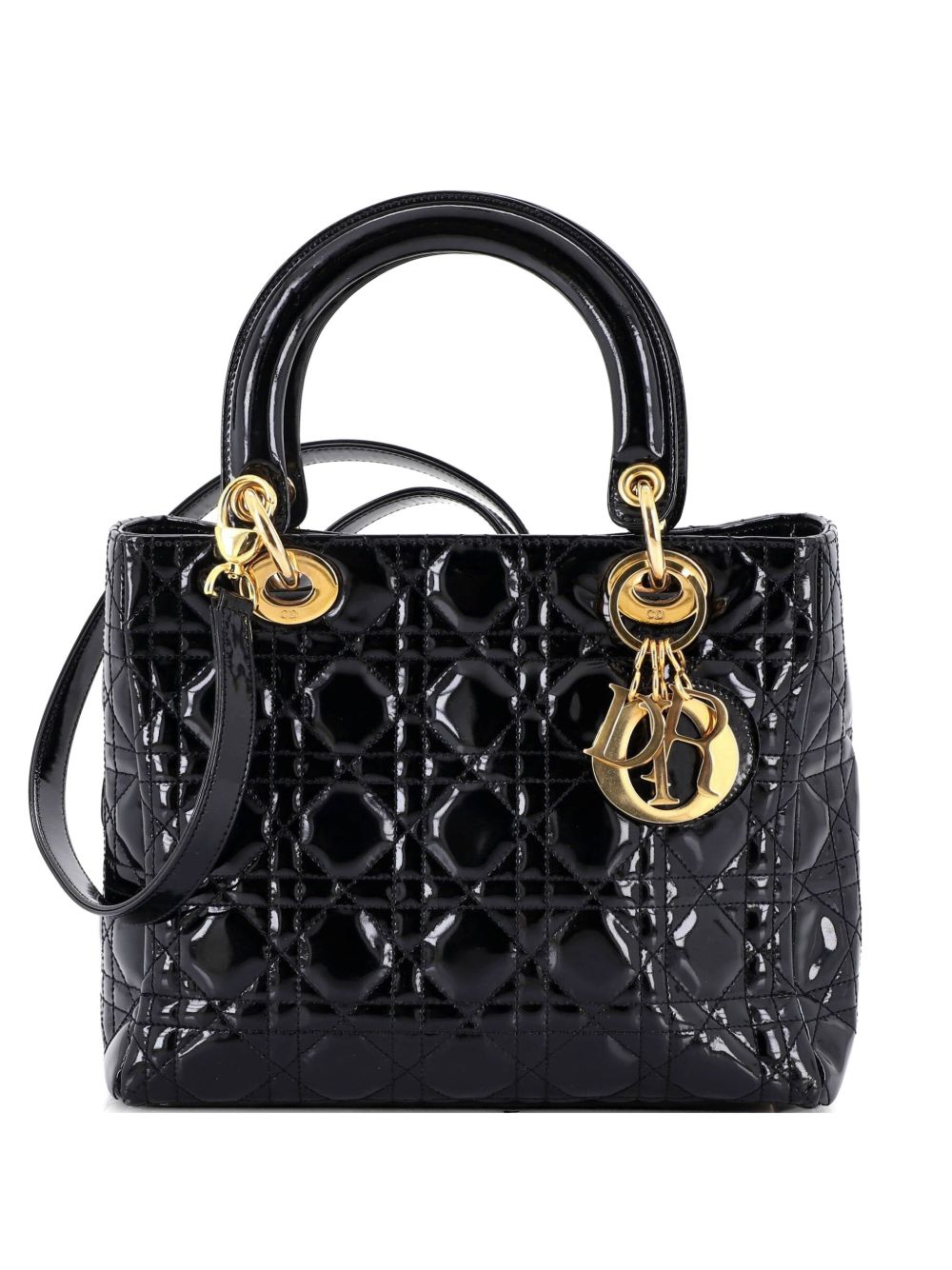 Vintage Lady Dior Bag Cannage Quilt Patent Medium satchel