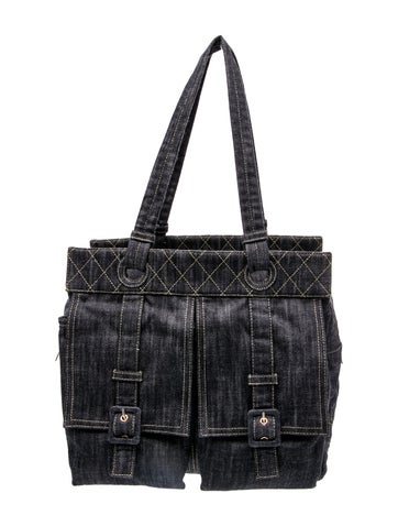 Denim Double Pocket Tote