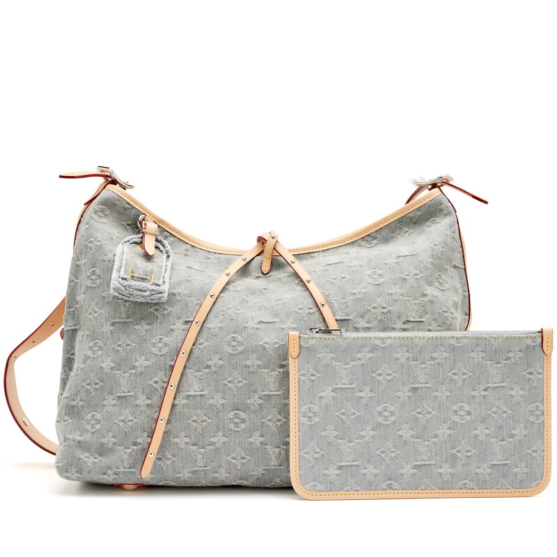Washed Gray Monogram Denim Carryall MM Bag Gold Hardware, 2025