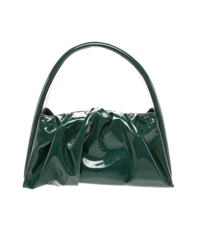 Themoire Patent Leather Top Handle Bag