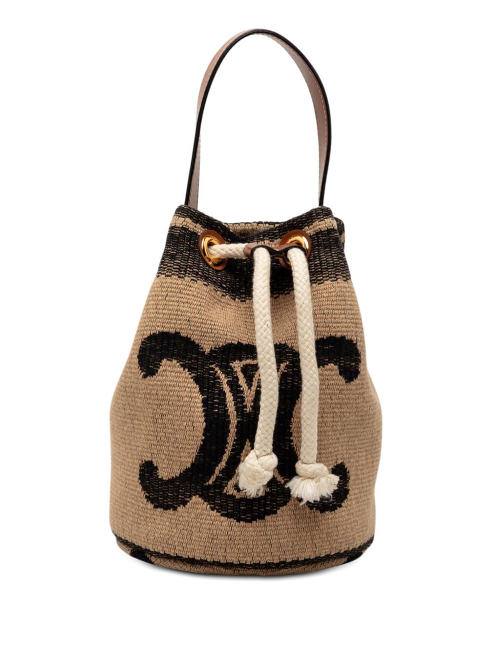 2022 Small Triomphe Raffia Drawstring bucket bag