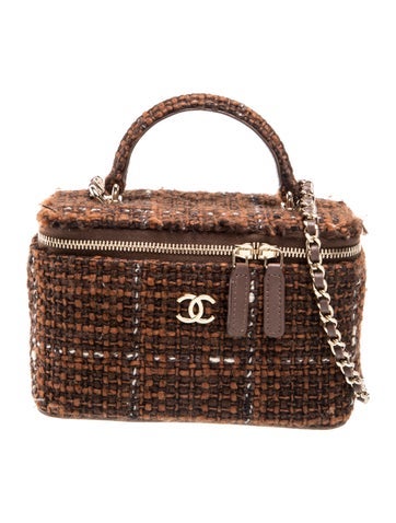 Chanel Tweed Top Handle Vanity Case w/ Chain