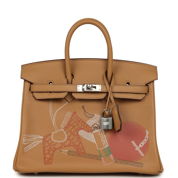 Hermes Hermes Birkin 25 "In & Out" Biscuit Swift Palladium Hardware