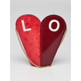 Gucci Gucci Red/Pink Leather And Python Valentines Day Small Heart Bag