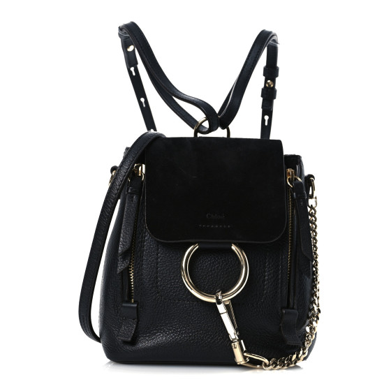Chloe Suede Calfskin Mini Faye Backpack Black