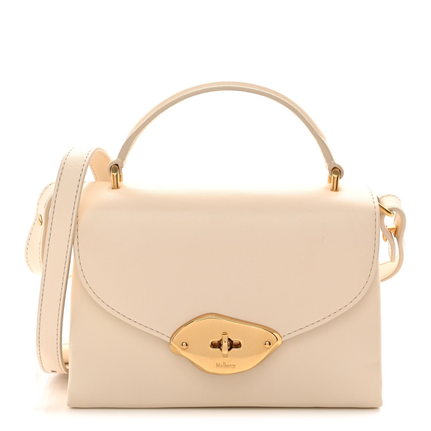 Mulberry Mulberry High Gloss Calfskin Lana Small Top Handle Eggshell