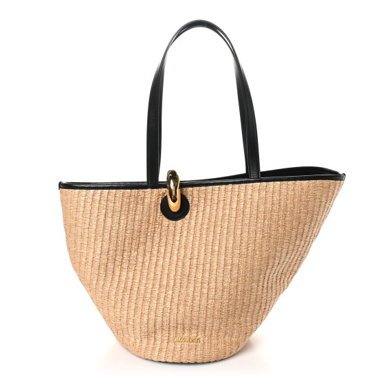 Jacquemus Raffia Calfskin The Bambola Ivory Black