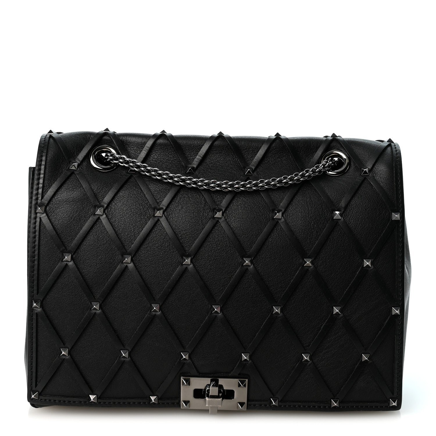 Valentino Garavani Smooth Calfskin Quilted Beehive Shoulder Bag Black