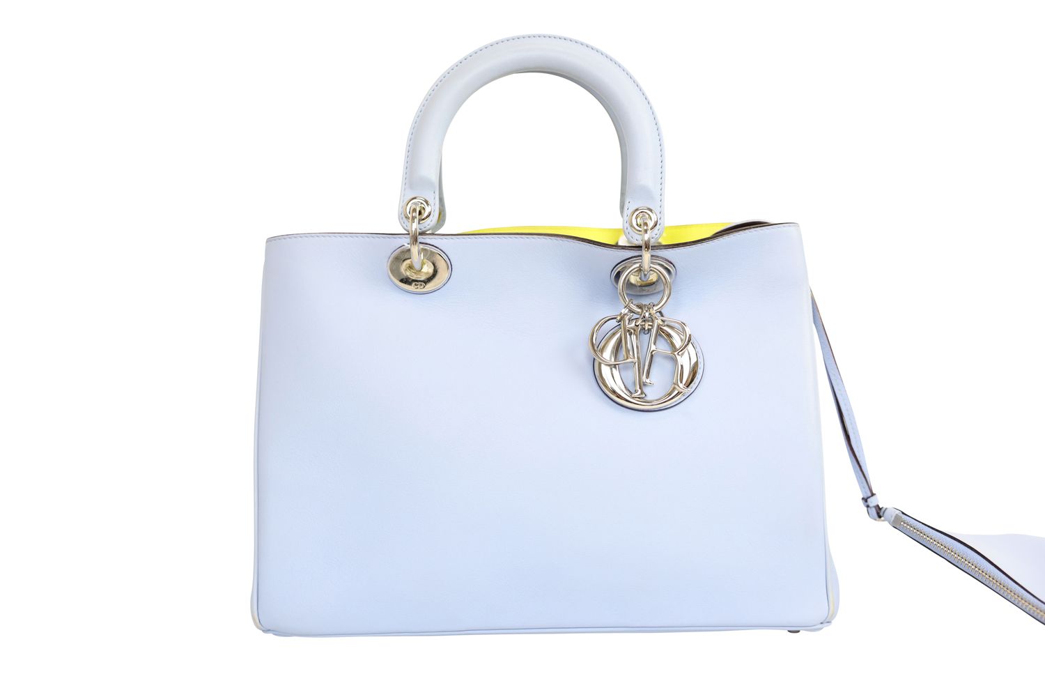 Christian Dior Diorissimo Handbag, Lavender Blue Smooth Leather and Silver Hardware, Preowned No Dustbag WA001