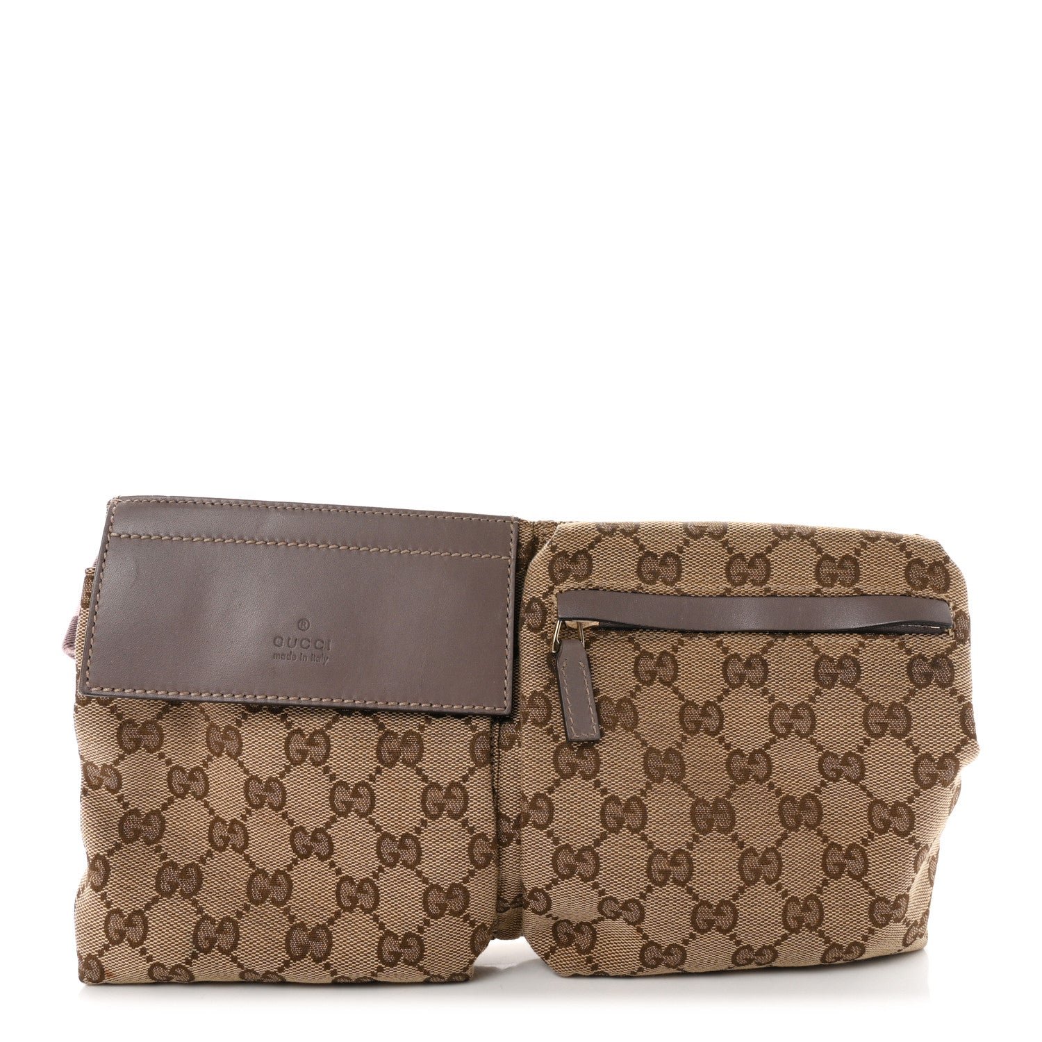 Gucci GG Monogram Web Double Pocket Belt Bag Purple