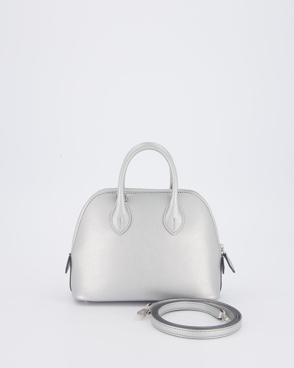 Hermes *HOT* Hermès Mini Bolide Bag in Argent Chevre Chamkila Leather with Palladium Hardware