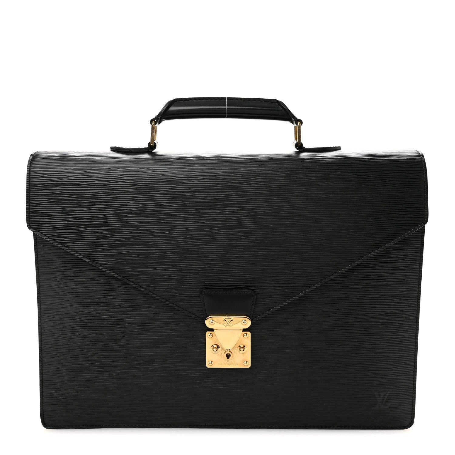 Louis Vuitton Epi Serviette Fermoir Briefcase Black
