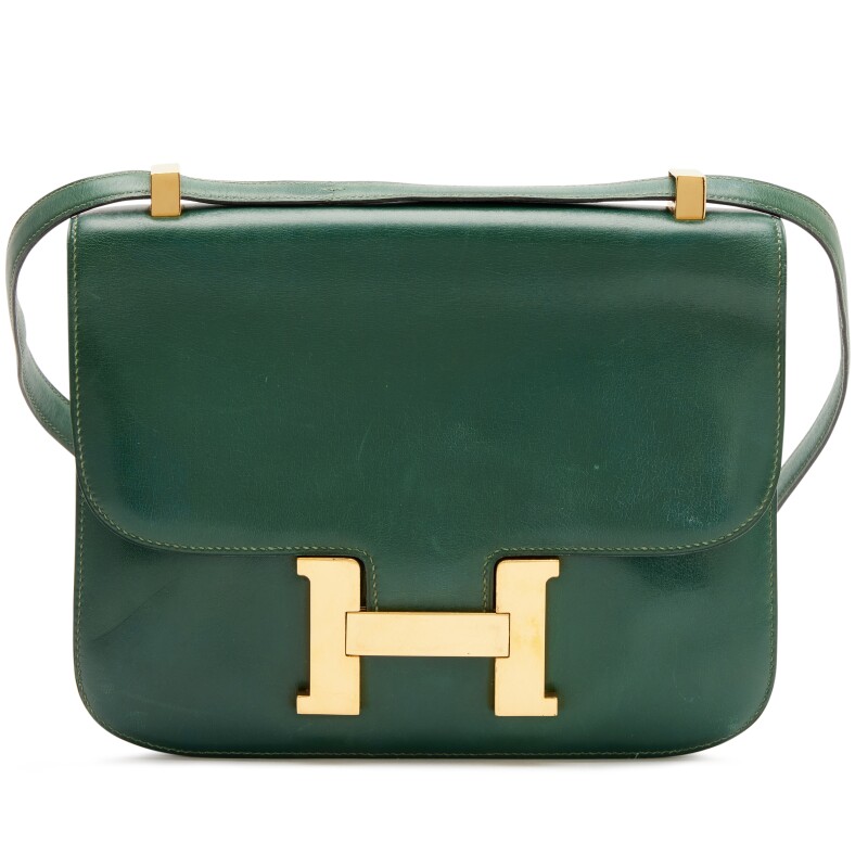 Hermes Vintage Vert Fonce Box Calf Constance 23 Gold Hardware, 1974