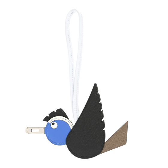 Hermes Epsom Swift Chevre Mysore Birdy Bag Charm Black Etoupe Bleu Hydra Bleu Brume