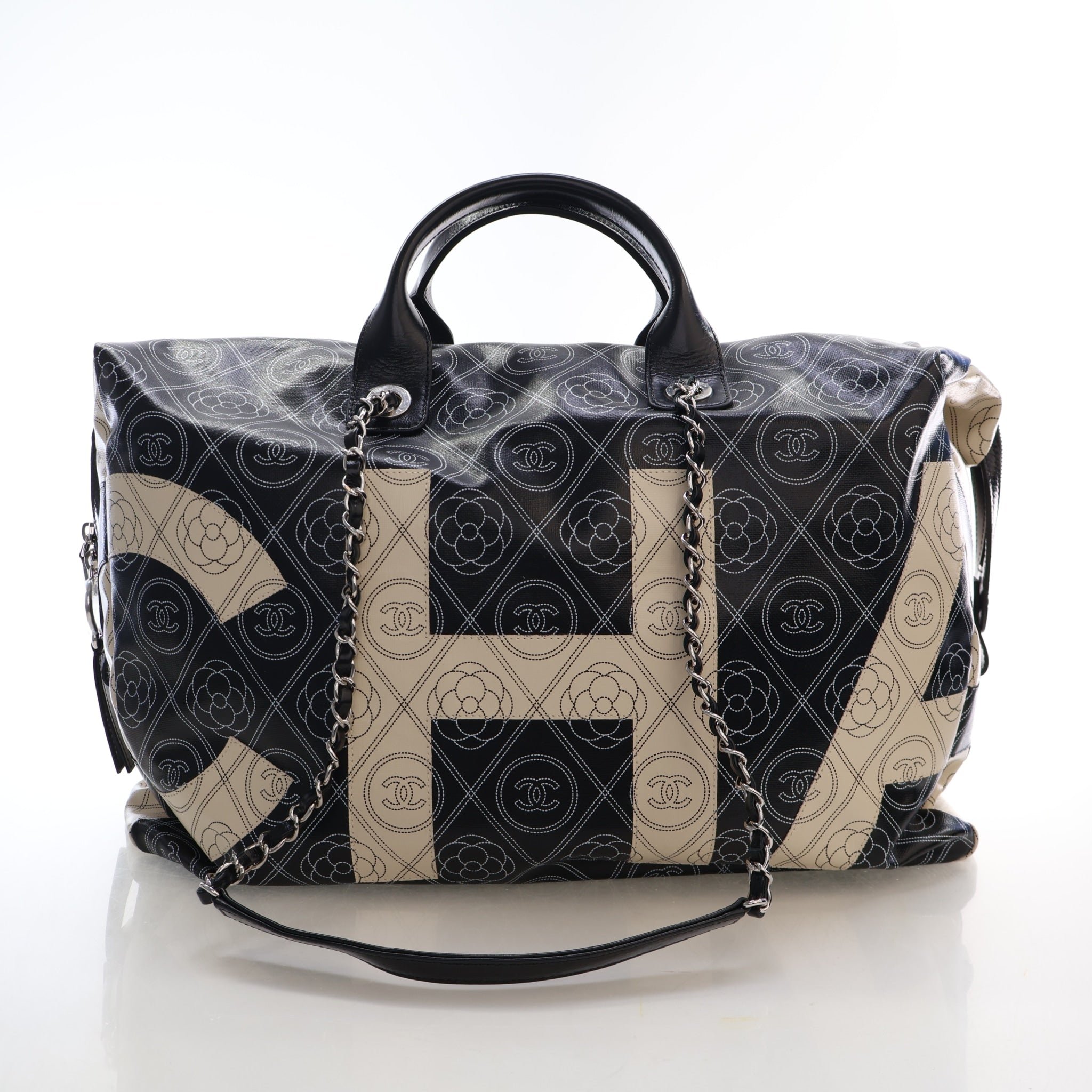 Chanel Coated Canvas Camellia Bowling Bag