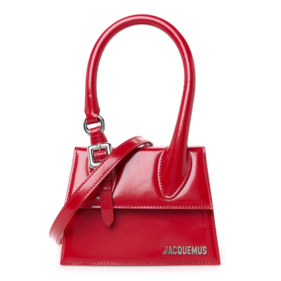 Jacquemus Glazed Calfskin Le Chiquito Boucle Moyen Red
