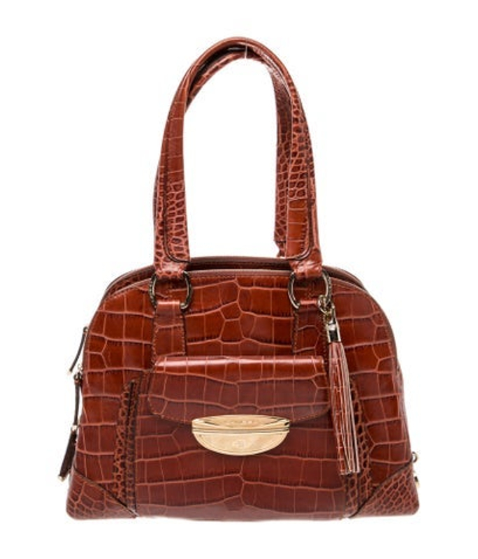 Lancel Embossed Leather Shoulder Bag